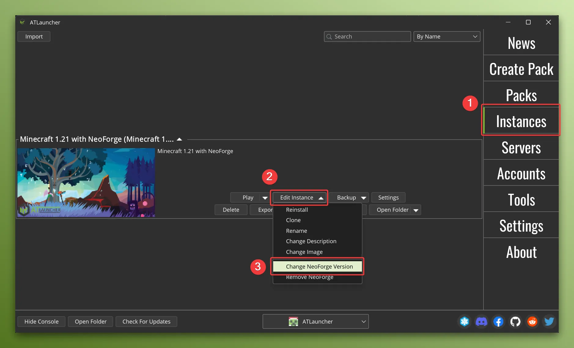 Change Mod Loader Version Button