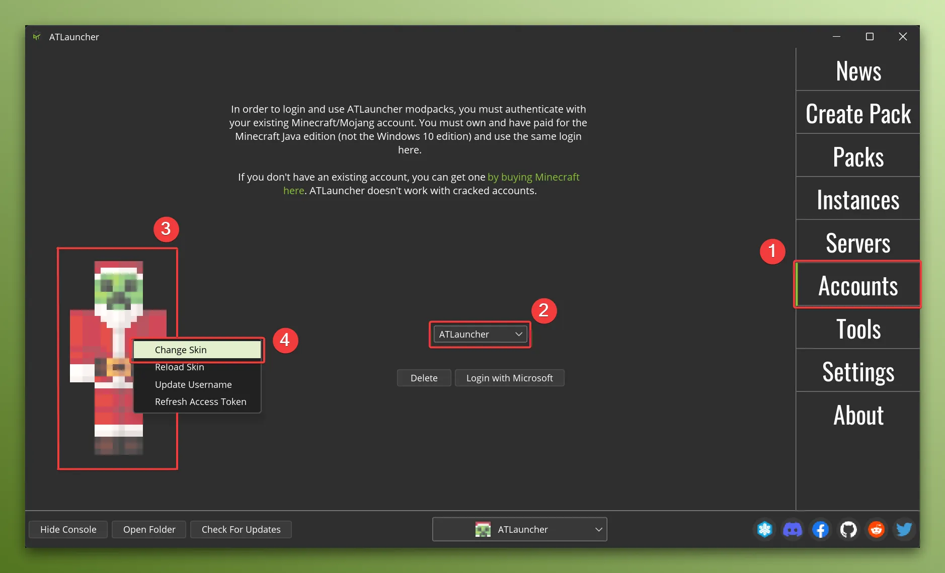Change skin from the launcher