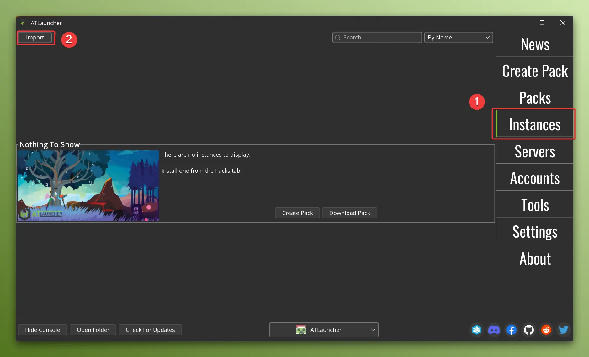 Import Instance Button