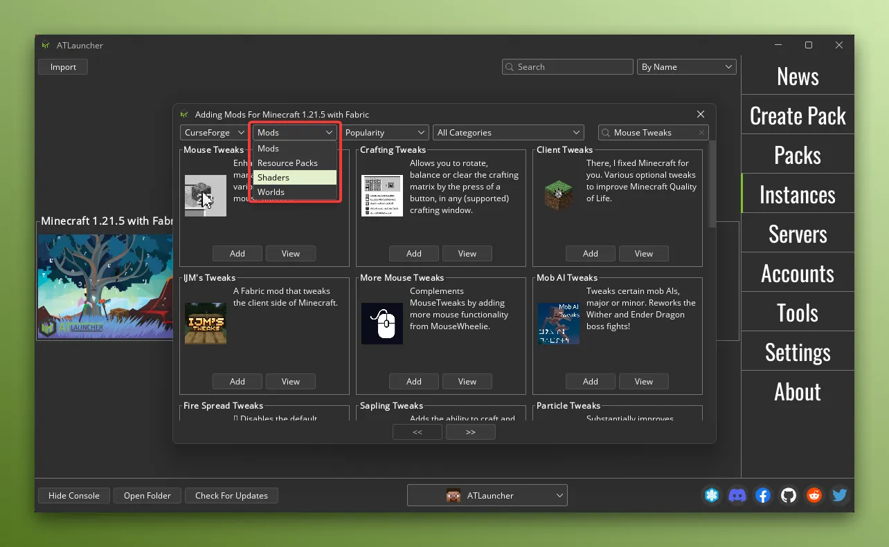 Switching Between Content Types