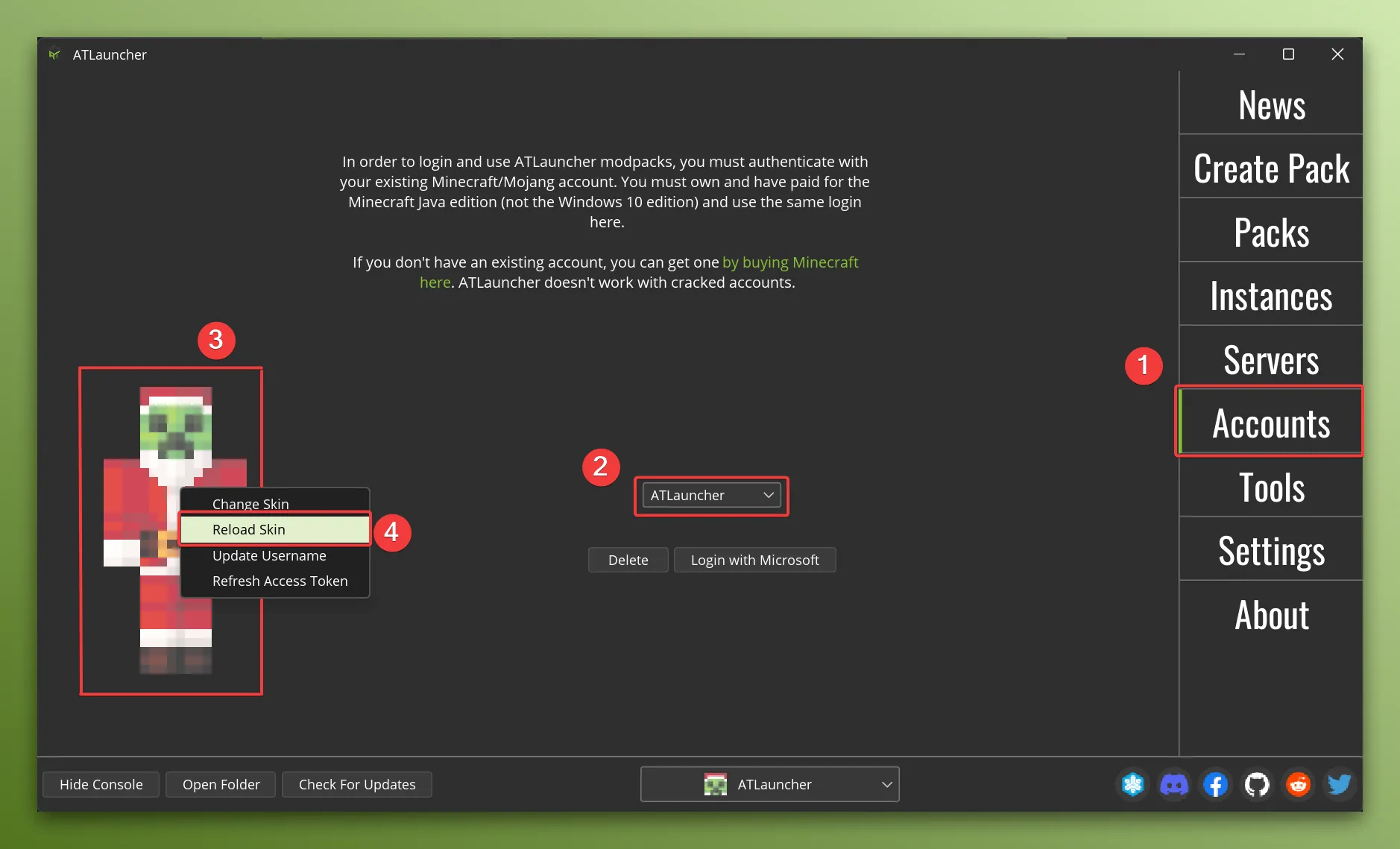 Update skin for a single account